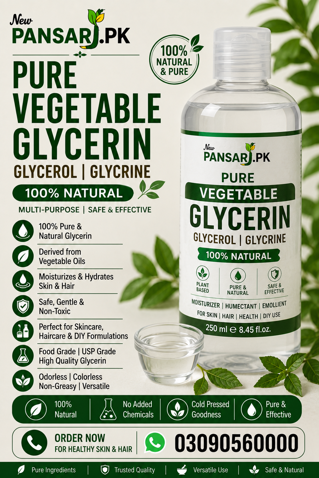 Pure Vegetable Glycerin | Glycerol | Glycrine 100% Natural Moisturizing Liquid Pure Vegetable Glycerin | Glycerol | Glycrine 100% Natural Moisturizing Liquid